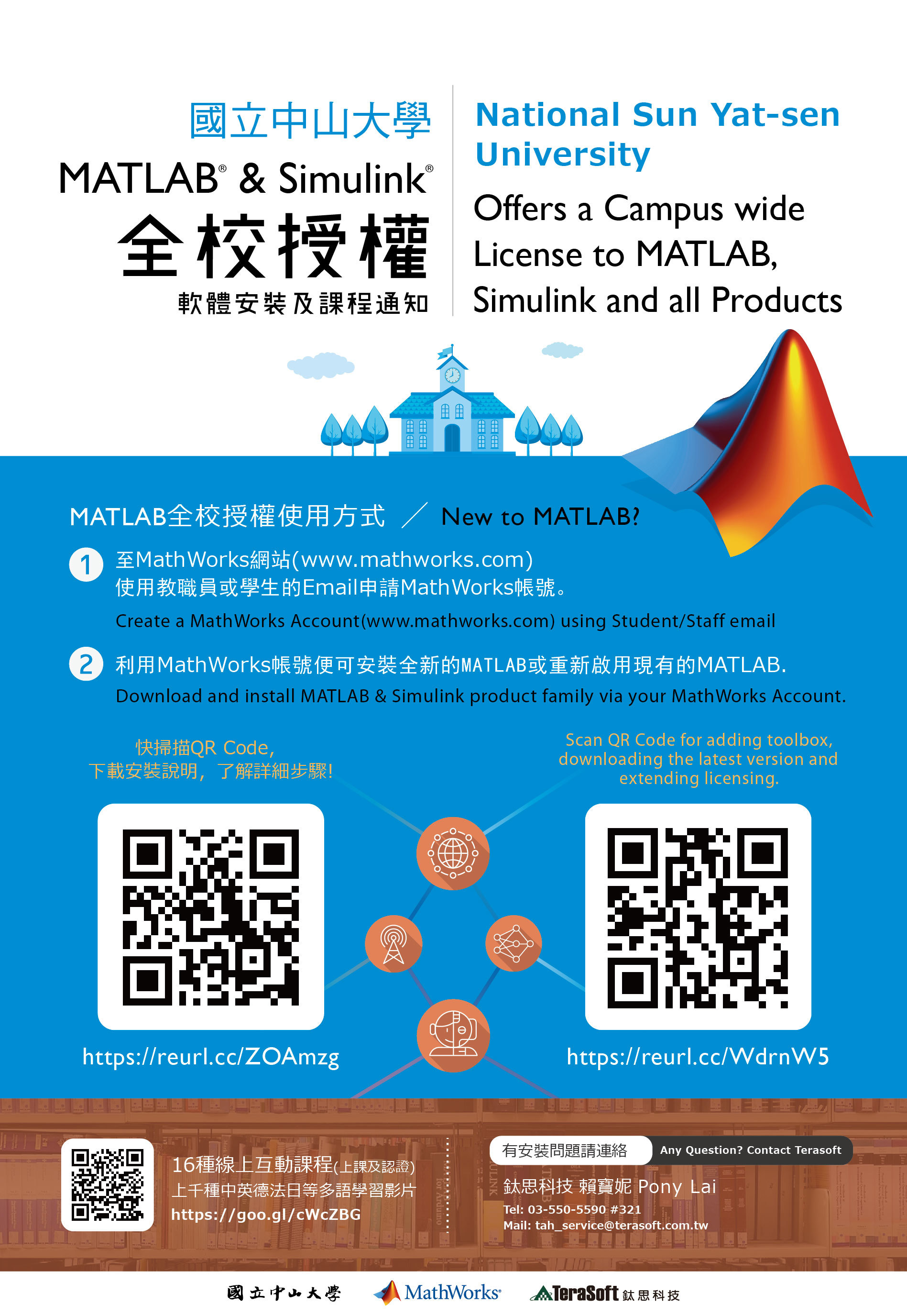 NSYSU offers a campus wide license to Matlab,Simulink and all products_products using period